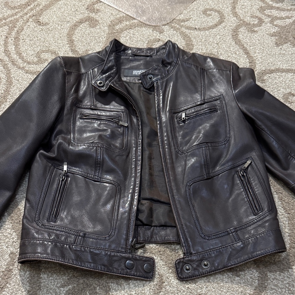 Kenneth Cole Reaction Brown Leather Jacket women small